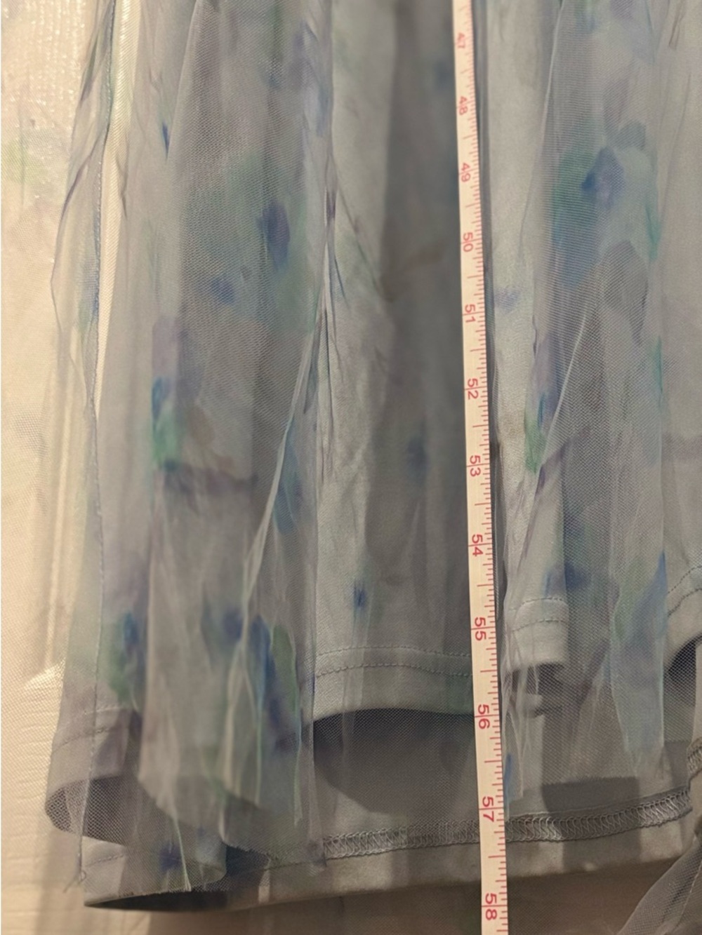EUC SHEIN Sleeveless Light Blue V-Neck Floral Tulle Maxi Dress - Picture 5 of 6